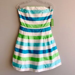 NWT Lilly Pulitzer Strapless Candy-Stripe Dress, 4